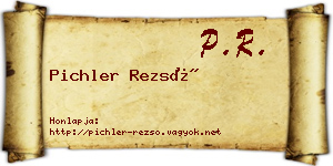 Pichler Rezső névjegykártya